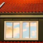 Modern dakkapel op rood dak